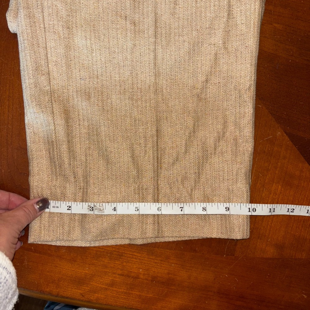 Barry Bricken | Vintage | Women's Size 10 Tan Striped Silk Blend Wide Leg Pants - Picture 8 of 11